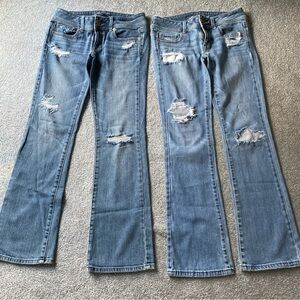 Vintage Lot Of 2 American Eagle Distressed Original Boot Low Rise  Jeans 2  29”